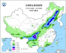 北方10省份有大雨或暴雨 南方高温持续夜温近30℃
