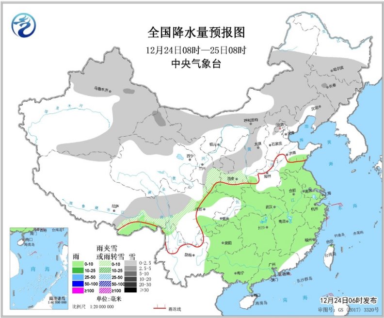 北方冷空气发货降雪上线 江南等地将有大雨