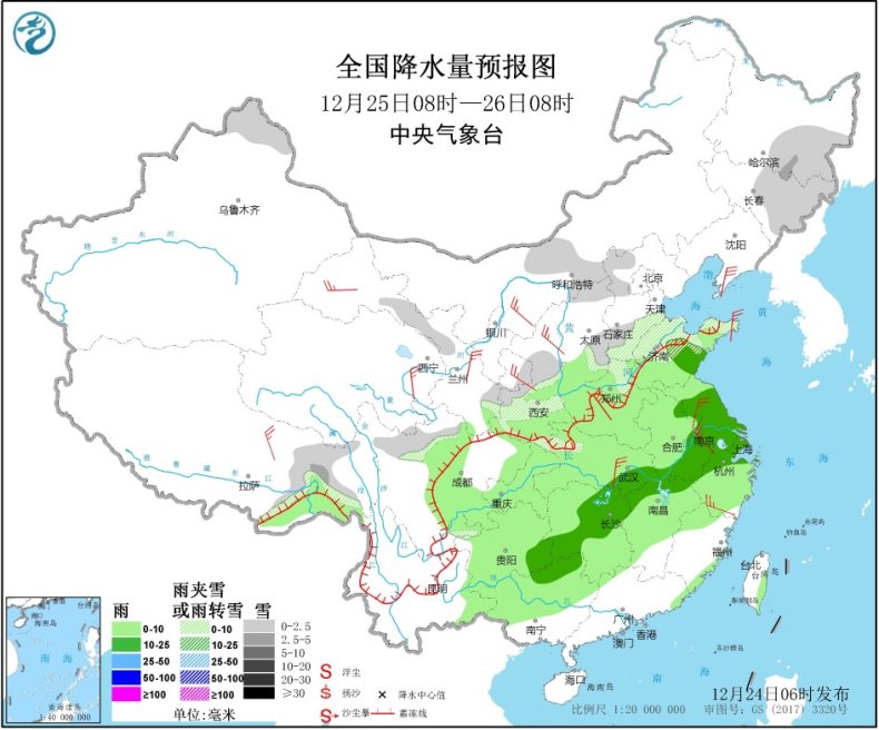 北方冷空气发货降雪上线 南方明日雨势增大