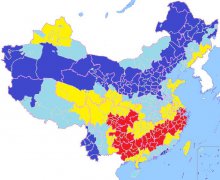 影响较大至很大；红色:基