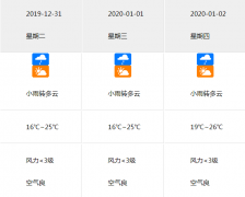 12月31日至2020年1月5日五指