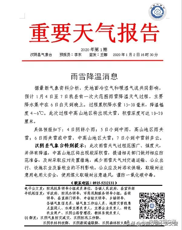 【出行安全提示】雨雪天气来袭,汉阴公安交警提示注意出行安全!