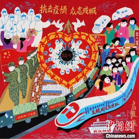 吉林画家创作“抗疫”农民画:农民“宅”在家里助力抗疫