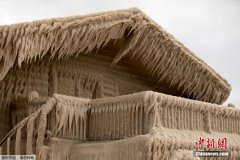 美国纽约州处于暴风雪天