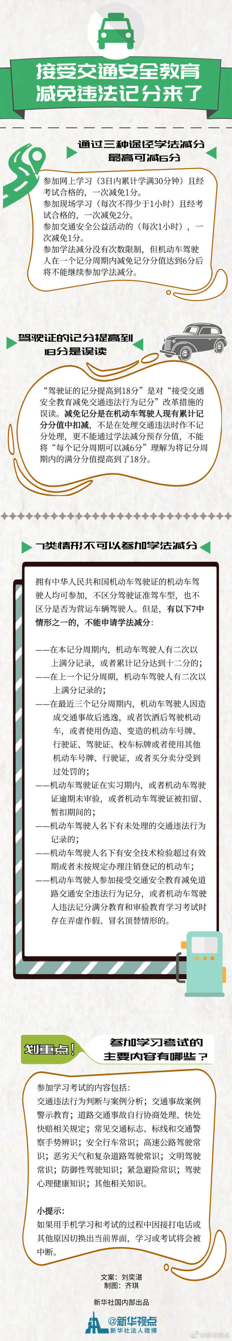 一图速览:#试点接受教育减免交通违法记分#