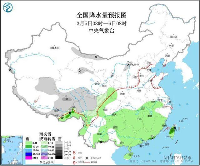 江南华南等地多降雨天气，冷空气继续影响北方地区