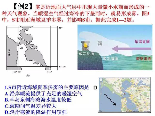 2018届高三地理复习雾的分类成因和高考题专题