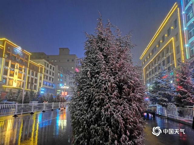 甘肃甘南高原雪纷飞 迟归春色别样美