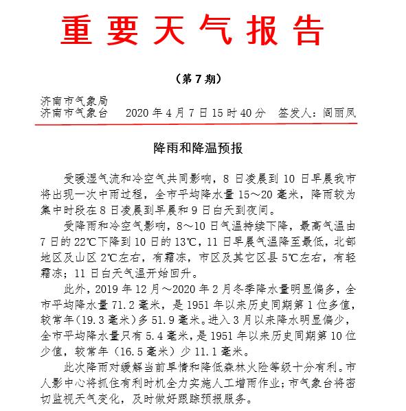 棉袄拿出来吧！济南新一轮冷空气即将来临，还有中雨+霜冻