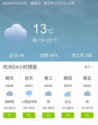 浙江杭州明天4月20日起未