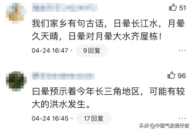南方连续出现日晕,网友担心长江发大水!分析:没有必然联系