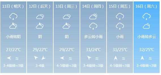 快讯！福建省气象台发布厦门市5月11日—16日期间天气预报