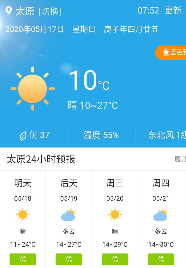 快讯！山西省气象台发布太原市5月18日--21日期间天气预报