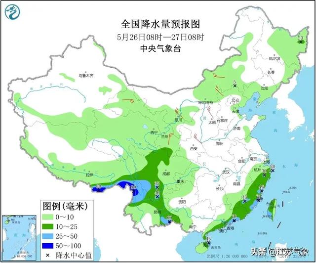 快讯！江苏省气象台发布全省5月26日天气预报