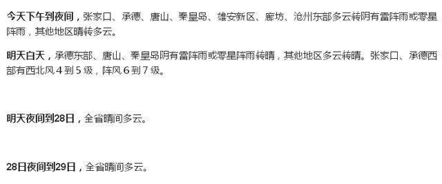 快讯！河北省气象台发布明（27日）起未来三天天气预报