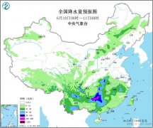 6月上旬华南华北降雨量偏