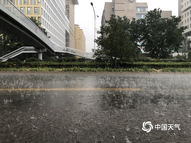 乌云携雨来 北京街头市民撑伞出行