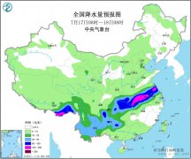长江中下游至贵州雨水量