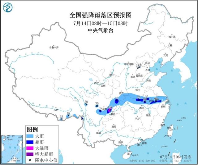 暴雨预警!四川重庆陕西等地部分地区有大到暴雨 局地大暴雨