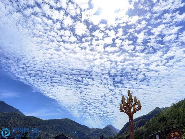重庆城口：蓝天白云映衬下的乡村美如画