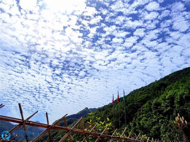 重庆城口:蓝天白云映衬下的乡村美如画