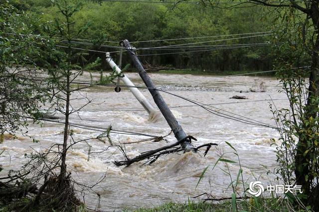 甘肃陇南甘南遭遇强降雨 房屋损毁电线杆被冲倒