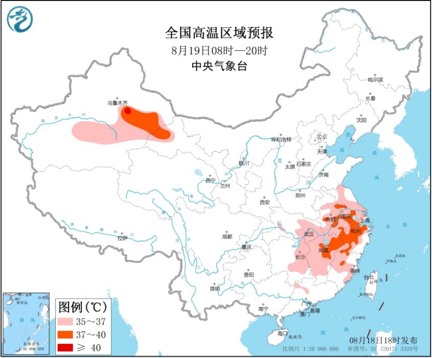 高温黄色预警！安徽江苏等地部分地区最高气温可达37至39℃