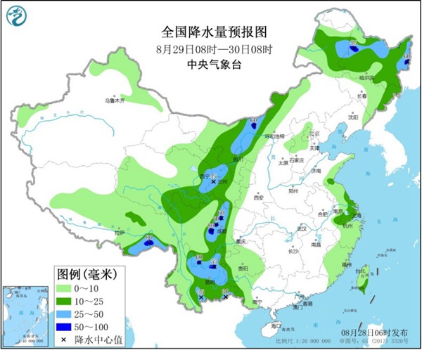 黑龙江吉林今日雨势仍强劲 南方呈现西热东雨格局