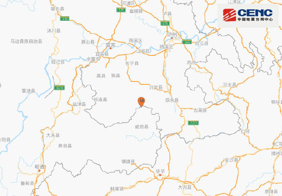 云南威信县3.8级地震