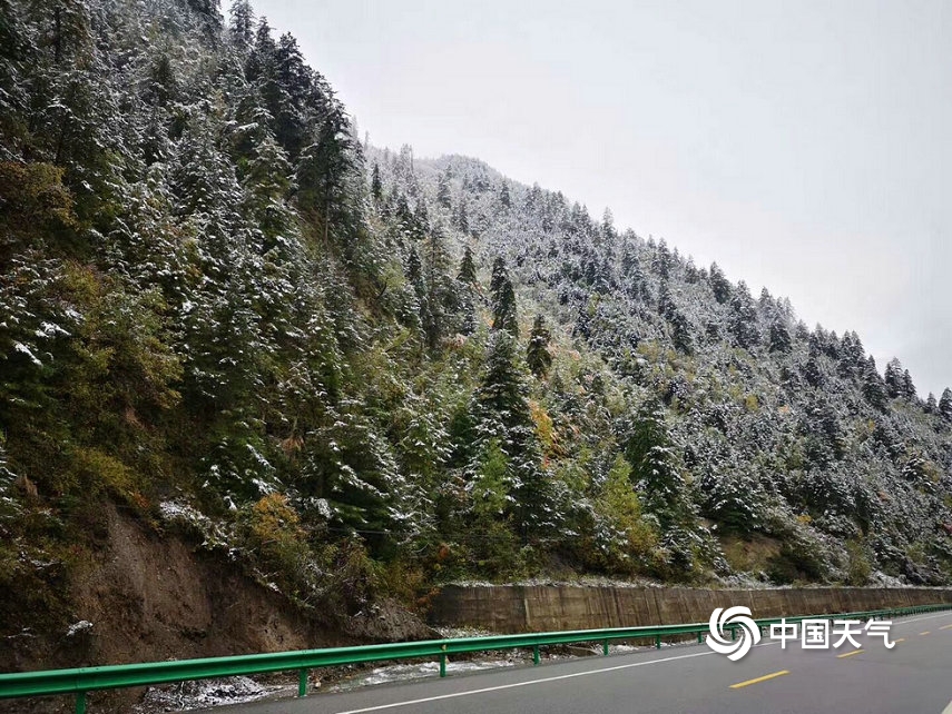 甘肃迭部迎来今年下半年首场雪 地面一片白茫茫