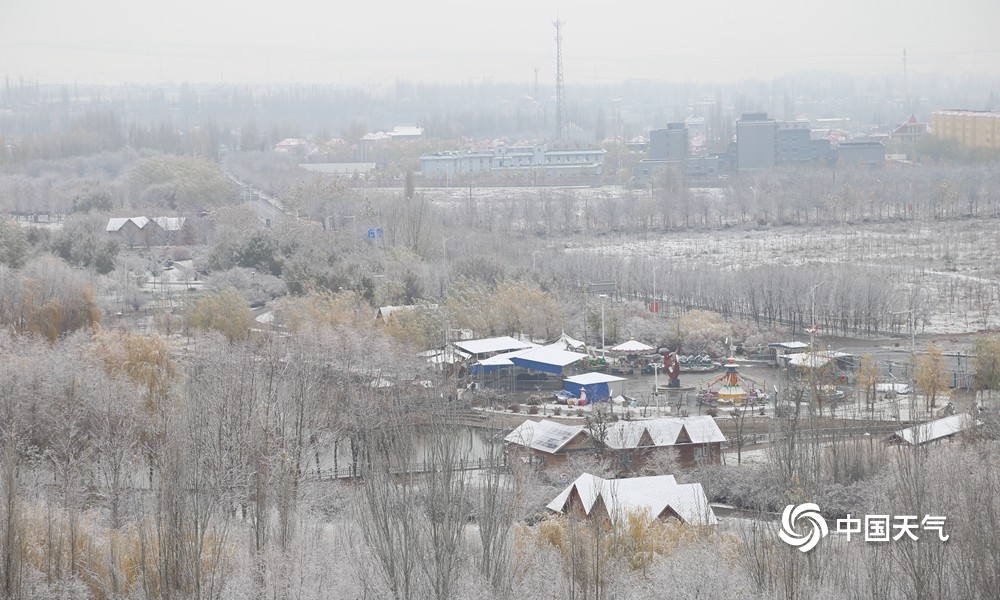 新疆伊犁霍城县迎大范围降雪 天地美如画