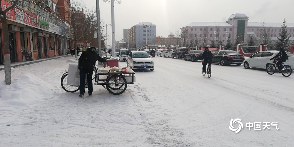 感受冬之气息 内蒙古呼伦贝尔等地雪花飘落