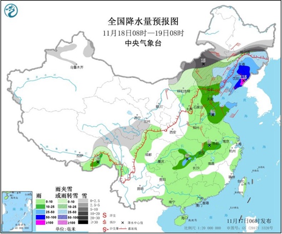 中东部大范围雨雪来袭降温迅猛 东北黄淮局地降水量或破纪录