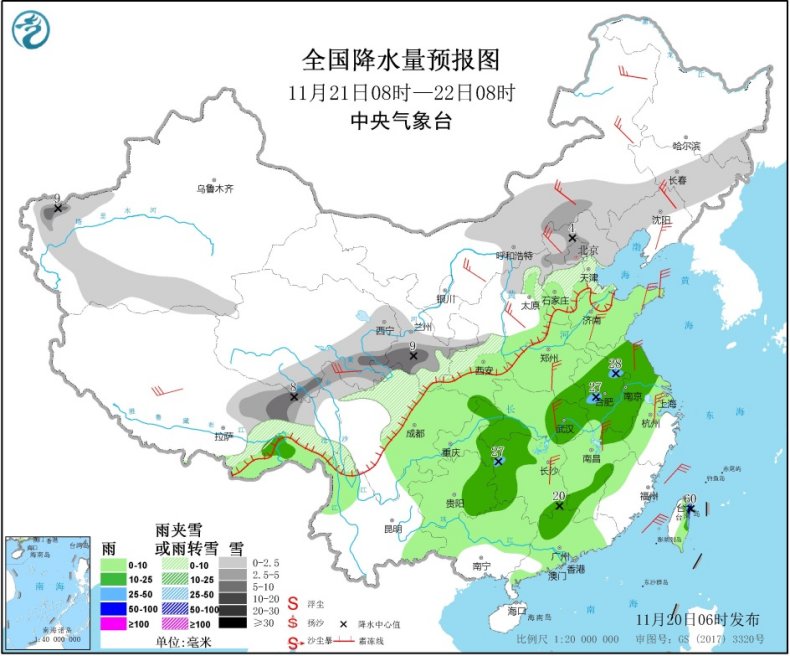 今起新一轮雨雪降温来袭 江南及以北地区气温持续走低