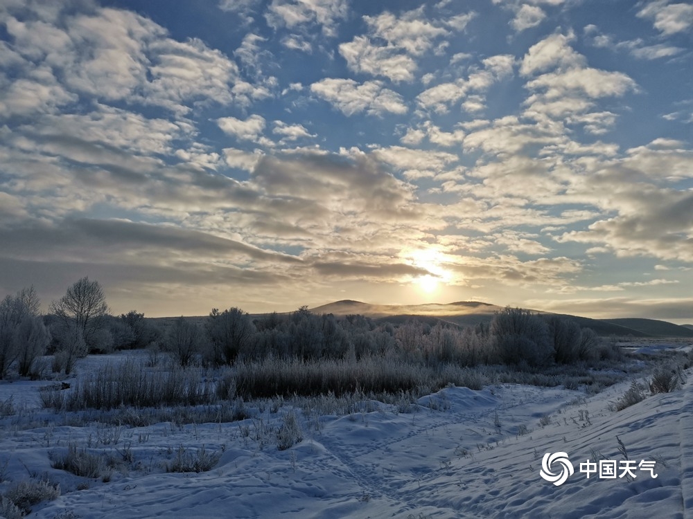 内蒙古图里河现雪淞景观 阳光下银光闪烁
