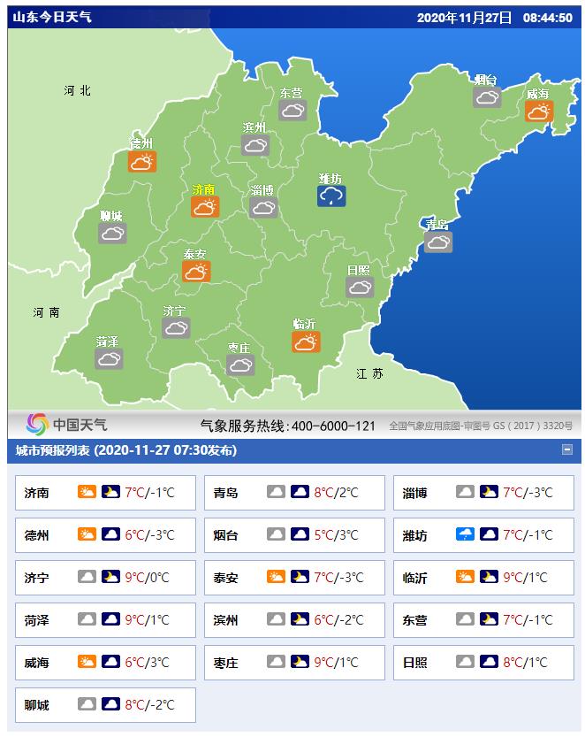 今日08时更新:全国、山东、潍坊,24小时天气预报