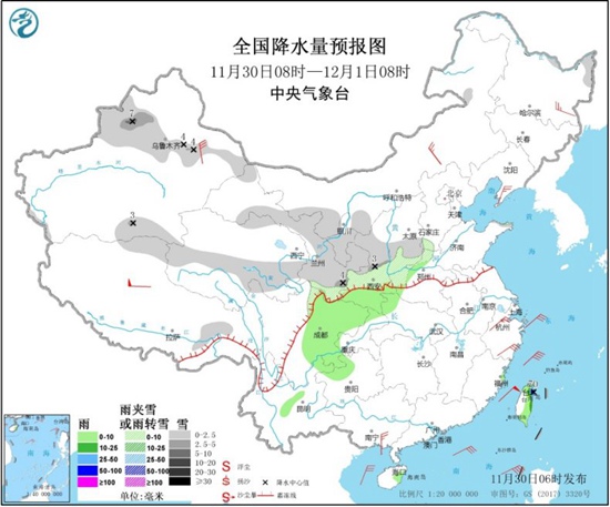 今日起西部雨雪再度发展 南方气温难有起色