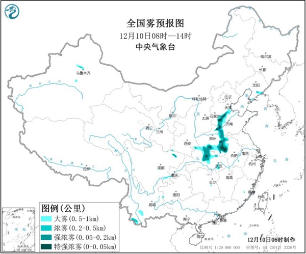 大雾黄色预警 河北湖北等5省部分地区有大雾