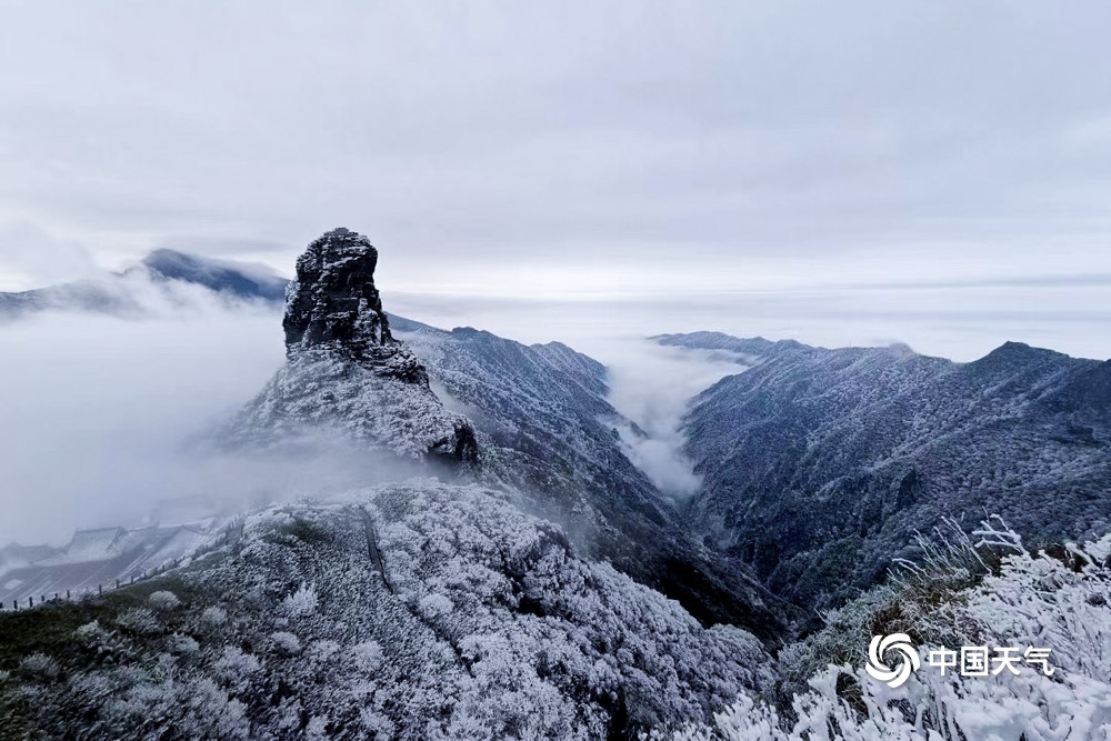 好美！雪后的梵净山变身“黑白世界”