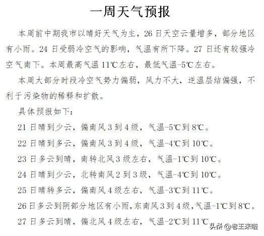 徐州本周天气出炉！前中期晴好，周六有小雨