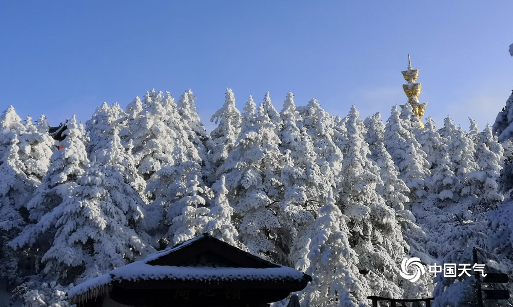 雪后峨眉山金顶银装素裹 宛如童话世界