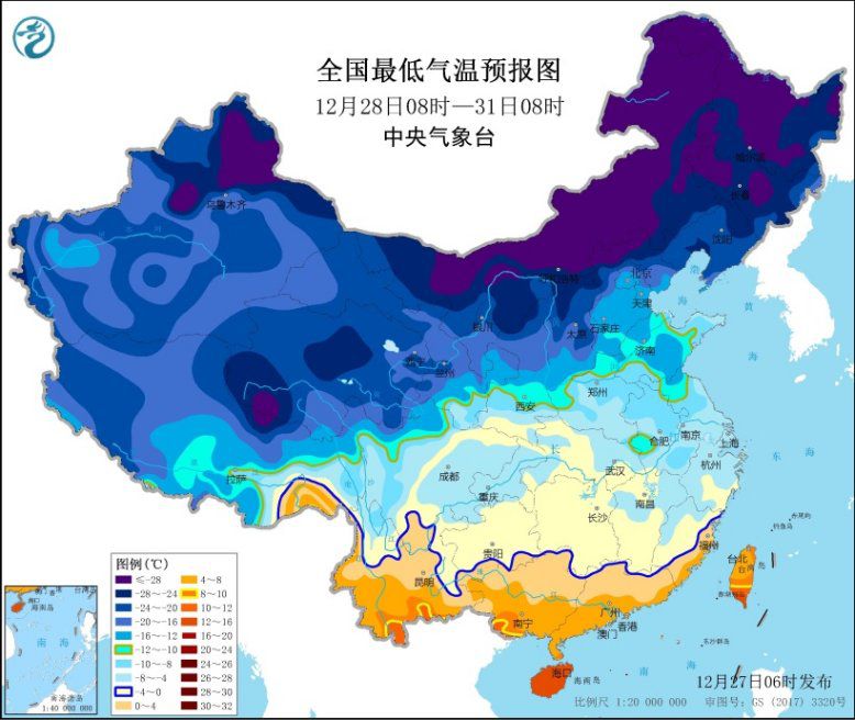 寒潮天气将影响中国中东部 寒潮黄色预警发布