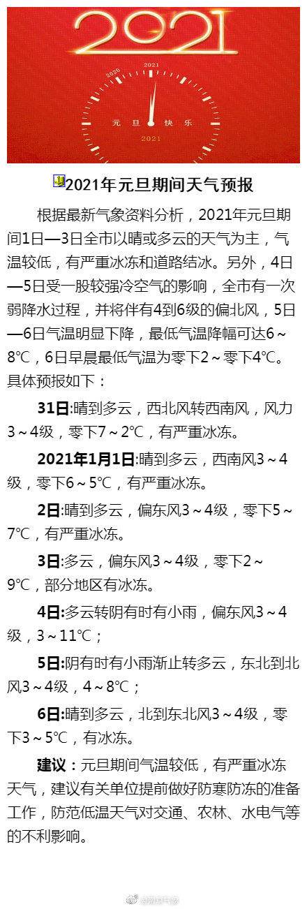 近15年来最冷的元旦早晨！今年元旦南方大城市中南京合肥最冷！假期最新天气预报请收好