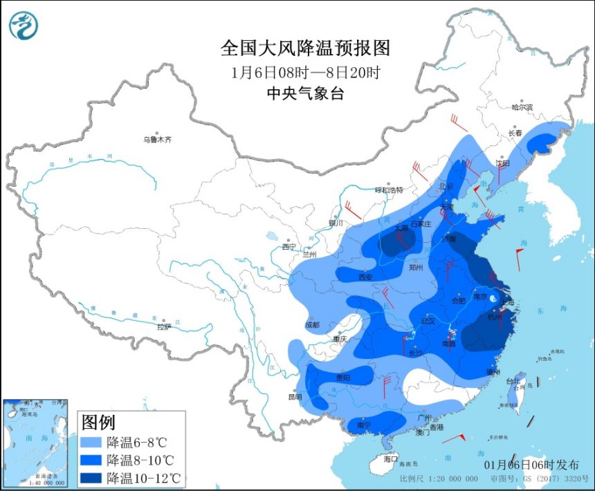 寒潮侵袭中东部地区 南方雨雪增多