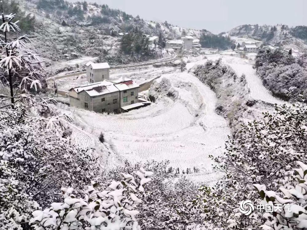 白雪皑皑!寒潮过境 江西多地高山白雪美如仙境
