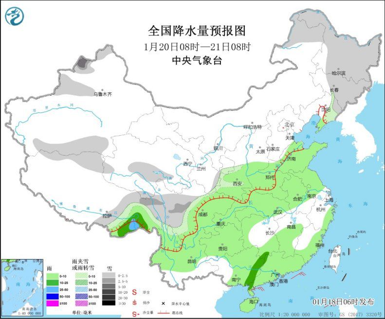 青藏高原东部有雨雪 黄淮及其以南地区将有弱降水天气