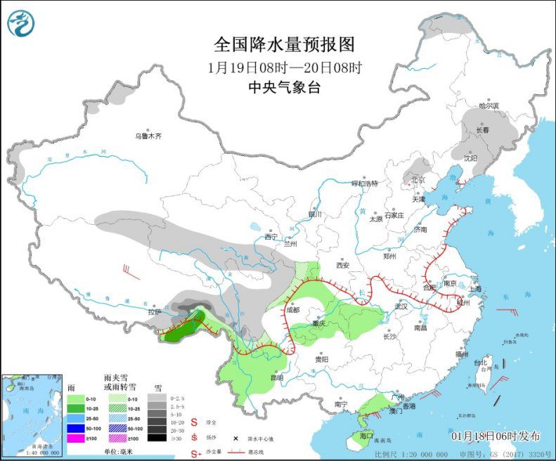 青藏高原东部有雨雪 黄淮及其以南地区将有弱降水天气
