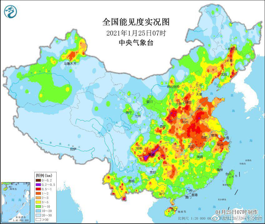 华北黄淮等地大范围霾天气