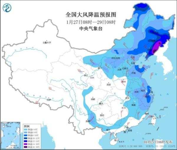 中东部地区将迎大风降温天气,东北东部有较强降雪