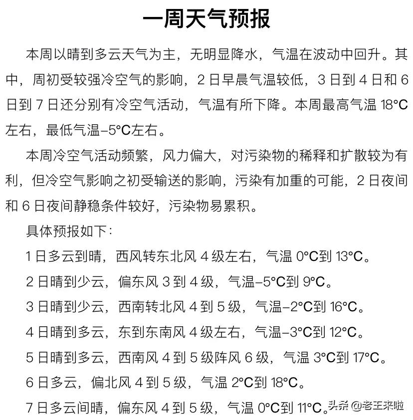 徐州本周天气出炉！以晴到多云为主，无明显降水